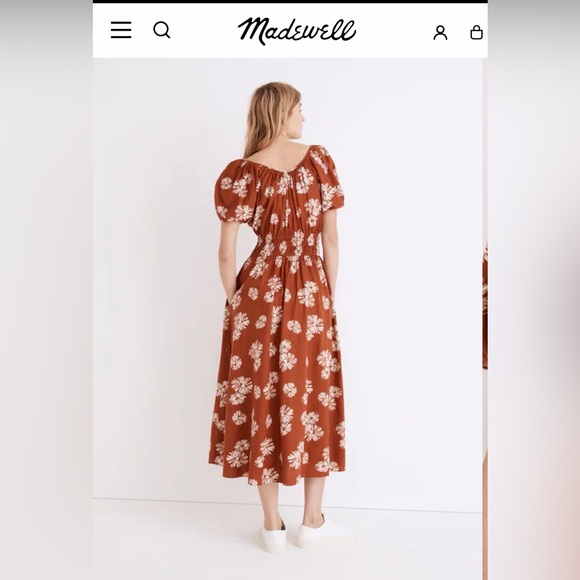 NWT Madewell Linen-Blend Sophia Midi Dress - Picture 3 of 7